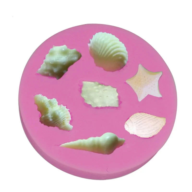 WALFOS 7 Hole Sea Shell Shape Chocolate Silicon Mold Fondant Cake Decoration Mold - Walfos® Kitchenware