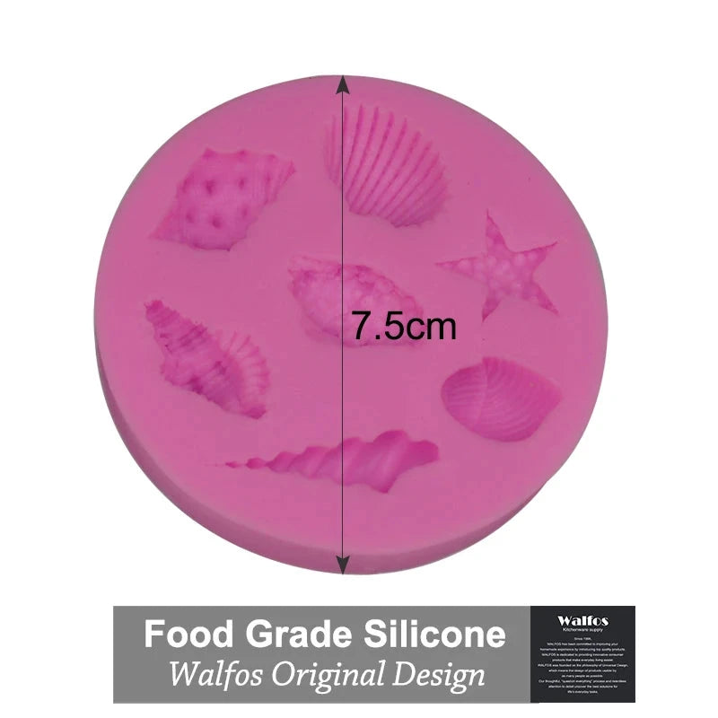 WALFOS 7 Hole Sea Shell Shape Chocolate Silicon Mold Fondant Cake Decoration Mold - Walfos® Kitchenware