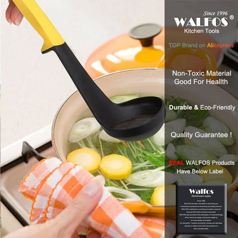 WALFOS 7 Pcs Utensil Set-Cooking Utensil Set  NonStick Nylon Kitchen Utensil Set Cooking Spoon Kitchen Turner Spatula Soup Ladle - Walfos® Kitchenware