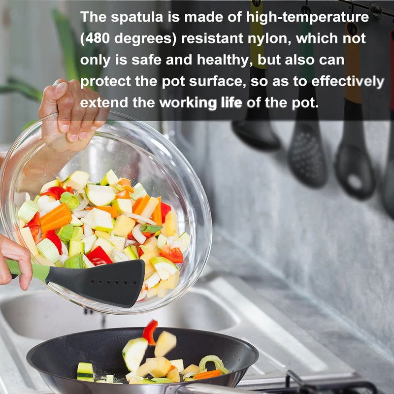 WALFOS 7 Pcs Utensil Set-Cooking Utensil Set  NonStick Nylon Kitchen Utensil Set Cooking Spoon Kitchen Turner Spatula Soup Ladle - Walfos® Kitchenware