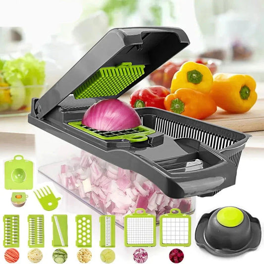WALFOS 8In1Multifunctional Vegetable Cutter Potato Slicer Carrot Grater Kitchen Accessories Gadgets Steel Blade Kitchen Tool - Walfos® Kitchenware