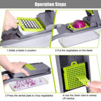 WALFOS 8In1Multifunctional Vegetable Cutter Potato Slicer Carrot Grater Kitchen Accessories Gadgets Steel Blade Kitchen Tool - Walfos® Kitchenware