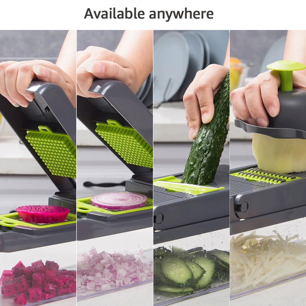 WALFOS 8In1Multifunctional Vegetable Cutter Potato Slicer Carrot Grater Kitchen Accessories Gadgets Steel Blade Kitchen Tool - Walfos® Kitchenware