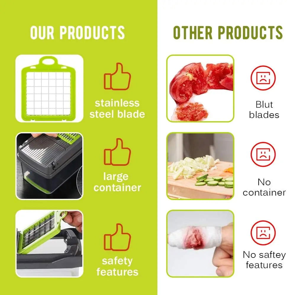 WALFOS 8In1Multifunctional Vegetable Cutter Potato Slicer Carrot Grater Kitchen Accessories Gadgets Steel Blade Kitchen Tool - Walfos® Kitchenware