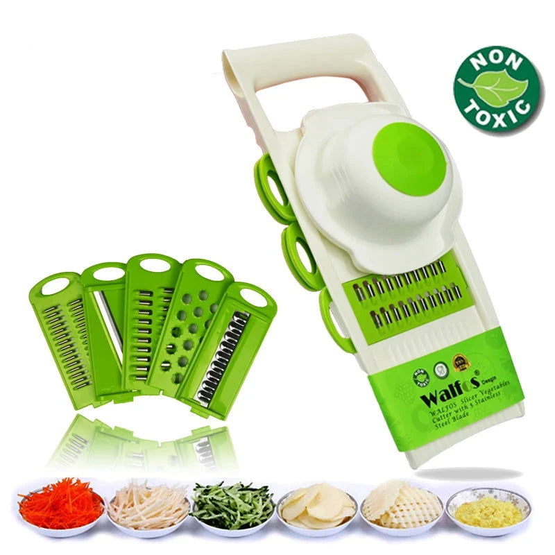 WALFOS 8In1Multifunctional Vegetable Cutter Potato Slicer Carrot Grater Kitchen Accessories Gadgets Steel Blade Kitchen Tool - Walfos® Kitchenware