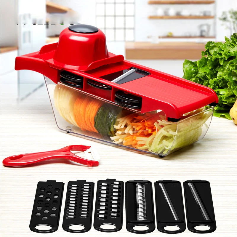 WALFOS 8In1Multifunctional Vegetable Cutter Potato Slicer Carrot Grater Kitchen Accessories Gadgets Steel Blade Kitchen Tool - Walfos® Kitchenware