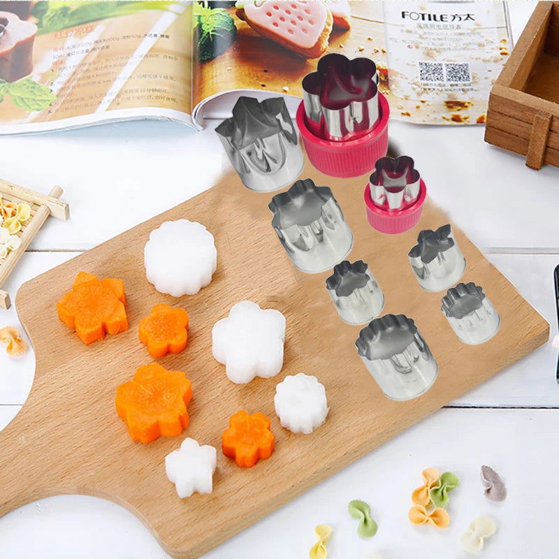 WALFOS 8 Pieces Stainless Steel Flower Star Shape Vegetable Fruit Cutter Mold  Cake Cookies Cutting Shape Cake Baking Tools - Walfos® Kitchenware