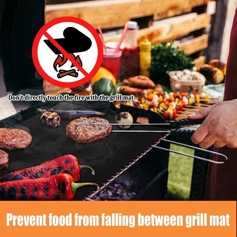 WALFOS BBQ Grill Non-stick Coating Sheet Mat Heat Resistance Easily Cleaned Mat Cooking Baking Barbecue Kitchen Tools 33*40 CM - Walfos® Kitchenware