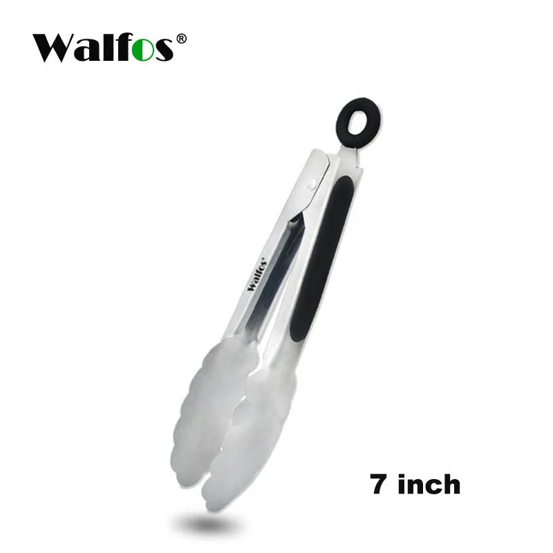 WALFOS BBQ Grilling Tong Salad Serving Food Tong Stainless Steel Metal Kitchen Tongs Barbecue Cooking Locking Tong Food BBQ Clip - Walfos® Kitchenware