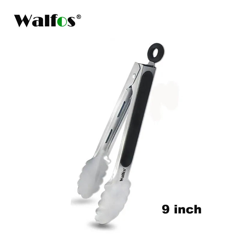 WALFOS BBQ Grilling Tong Salad Serving Food Tong Stainless Steel Metal Kitchen Tongs Barbecue Cooking Locking Tong Food BBQ Clip - Walfos® Kitchenware