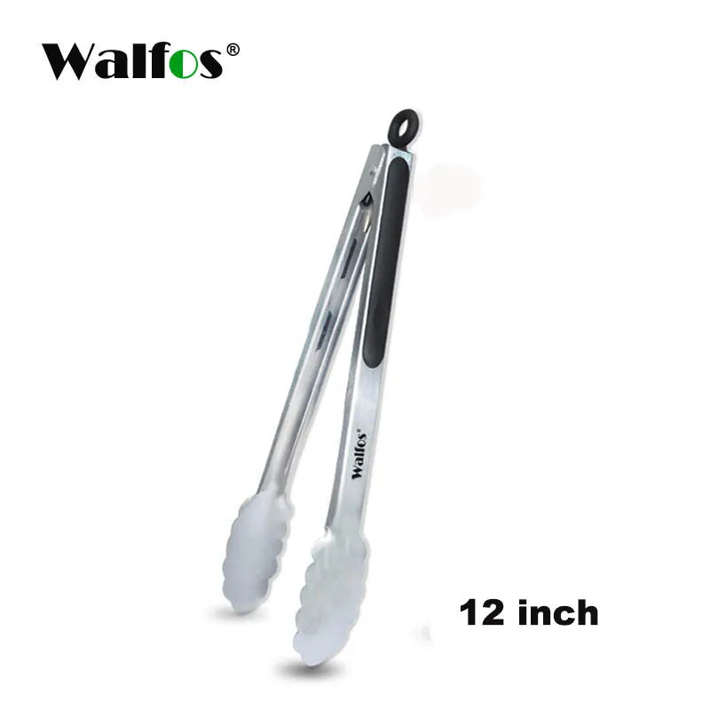 WALFOS BBQ Grilling Tong Salad Serving Food Tong Stainless Steel Metal Kitchen Tongs Barbecue Cooking Locking Tong Food BBQ Clip - Walfos® Kitchenware