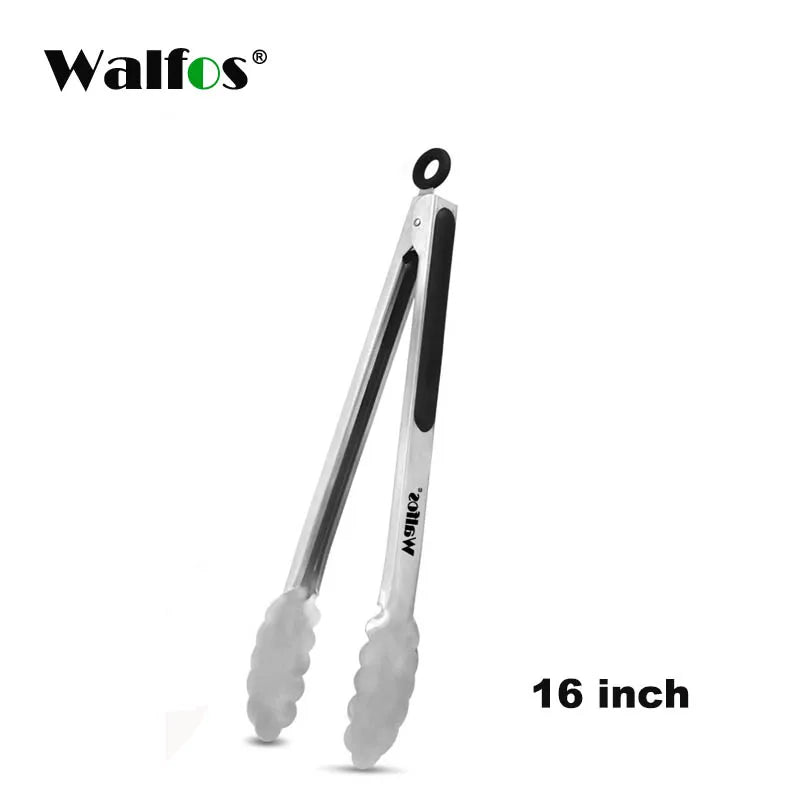 WALFOS BBQ Grilling Tong Salad Serving Food Tong Stainless Steel Metal Kitchen Tongs Barbecue Cooking Locking Tong Food BBQ Clip - Walfos® Kitchenware