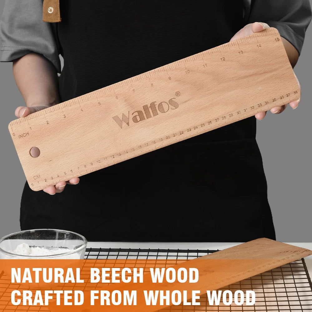 WALFOS Baking Baguette Transfer Wooden Board 38cm Rectangular Double Scale Flip Board Baguette Ciabatta Dough Cooking Tools - Walfos® Kitchenware