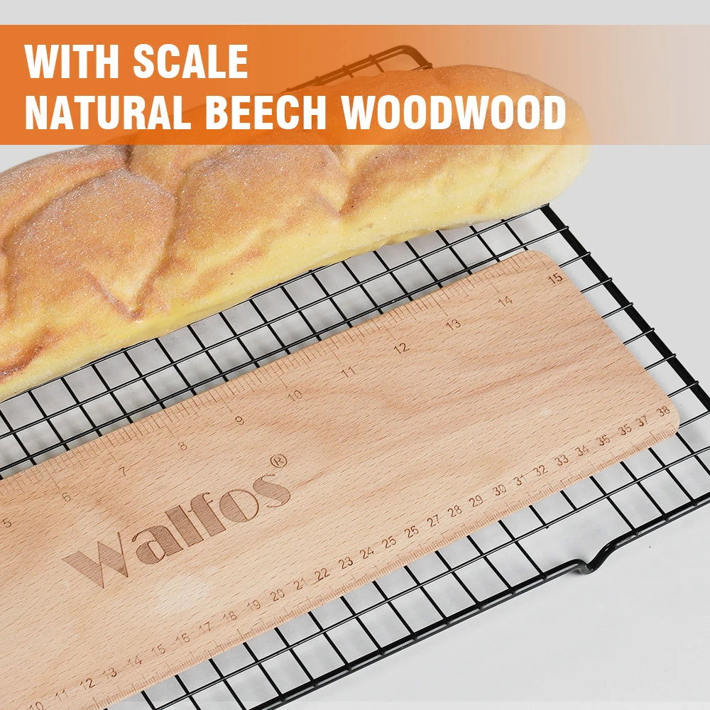 WALFOS Baking Baguette Transfer Wooden Board 38cm Rectangular Double Scale Flip Board Baguette Ciabatta Dough Cooking Tools - Walfos® Kitchenware