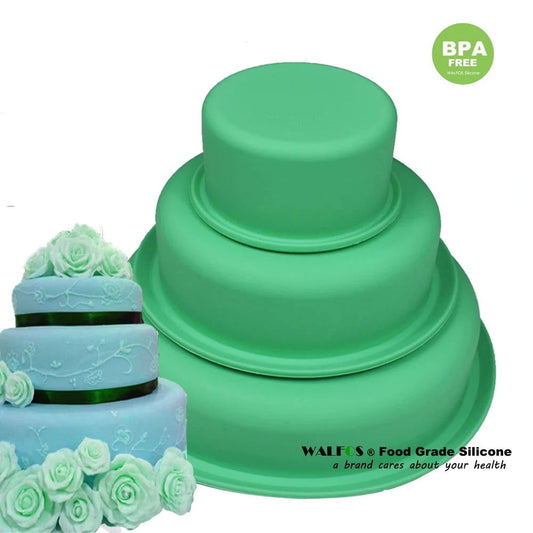 WALFOS  Beautiful Three Layer Cake Silicone Fondant Cake Mold Cake Mould Bakingware Tool - Walfos® Kitchenware