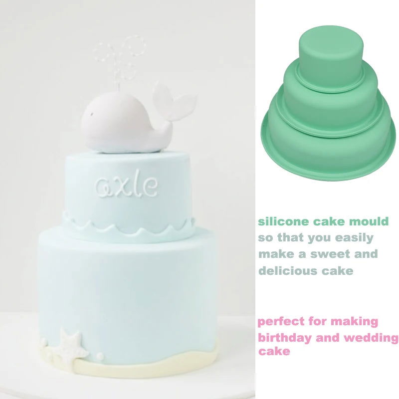 WALFOS  Beautiful Three Layer Cake Silicone Fondant Cake Mold Cake Mould Bakingware Tool - Walfos® Kitchenware