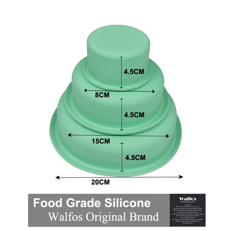 WALFOS  Beautiful Three Layer Cake Silicone Fondant Cake Mold Cake Mould Bakingware Tool - Walfos® Kitchenware