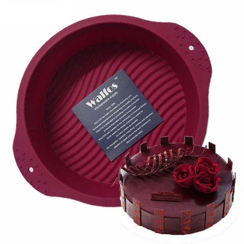 WALFOS Big Round Food Grade Non Stick Silicone Cake Pan 3D Mold Baking Tools Bakeware Maker Tray Birthday Dessert - Walfos® Kitchenware