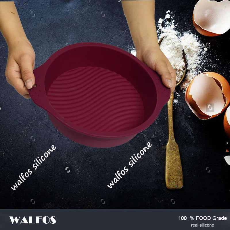 WALFOS Big Round Food Grade Non Stick Silicone Cake Pan 3D Mold Baking Tools Bakeware Maker Tray Birthday Dessert - Walfos® Kitchenware