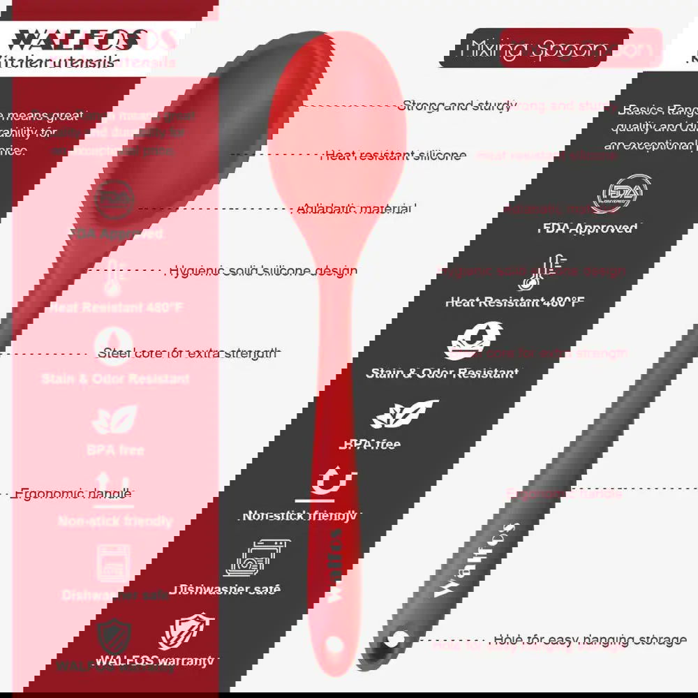 WALFOS Cake Butter Spatula Silicone Spoon Mixing Spoon Long-Handled Cooking Utensils Tableware Kitchen Soup Spoons Mixer Cooking - Walfos® Kitchenware