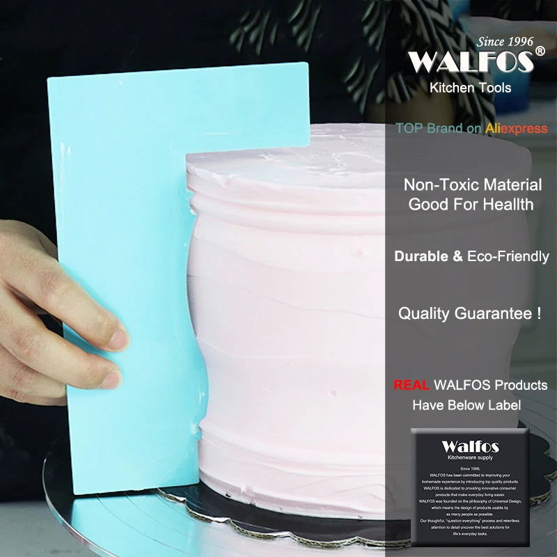 WALFOS Cake Scraper Smoother Fondant Mousse Cream Spatula Edge Smoother Kitchen Cake Pastry Mold Baking Decorating Tools - Walfos® Kitchenware
