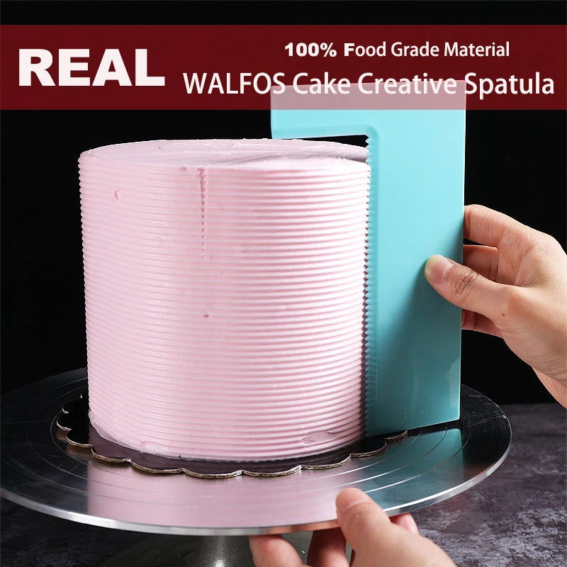 WALFOS Cake Scraper Smoother Fondant Mousse Cream Spatula Edge Smoother Kitchen Cake Pastry Mold Baking Decorating Tools - Walfos® Kitchenware