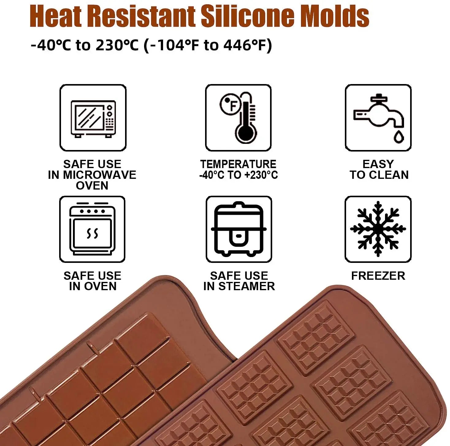 WALFOS Chocolate Molds Bakeware Cake Molds High Quality Square Eco-Friendly Silicone Silicone Mold DIY 1PC Food Grade 24 Cavity - Walfos® Kitchenware
