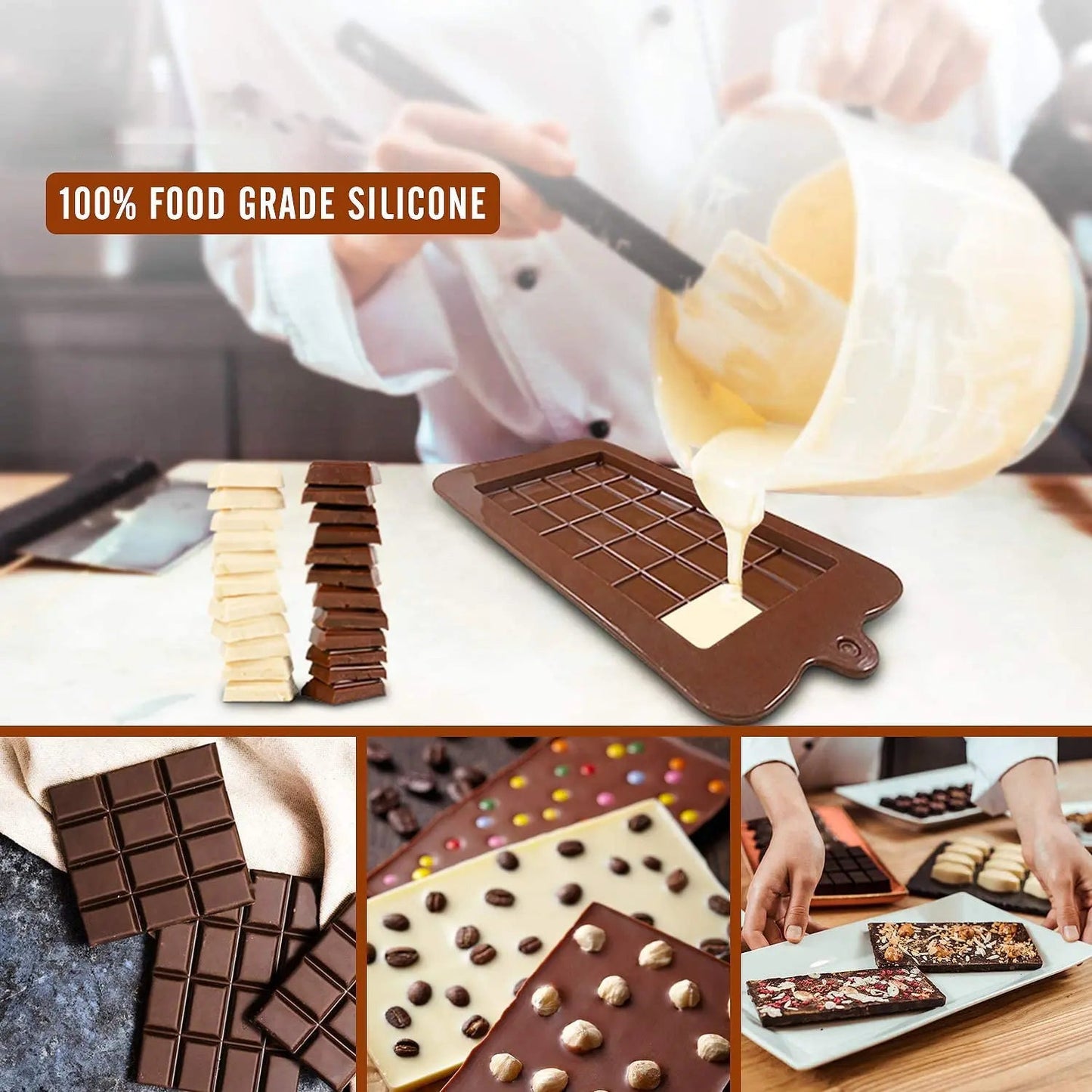 WALFOS Chocolate Molds Bakeware Cake Molds High Quality Square Eco-Friendly Silicone Silicone Mold DIY 1PC Food Grade 24 Cavity - Walfos® Kitchenware
