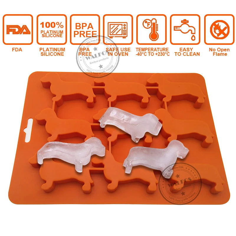 WALFOS Creative Silicone Dachshund Puppy Shaped Ice Cube Chocolate Cookie Mold DIY Home Ice Tray Kitchen Tools - Walfos® Kitchenware