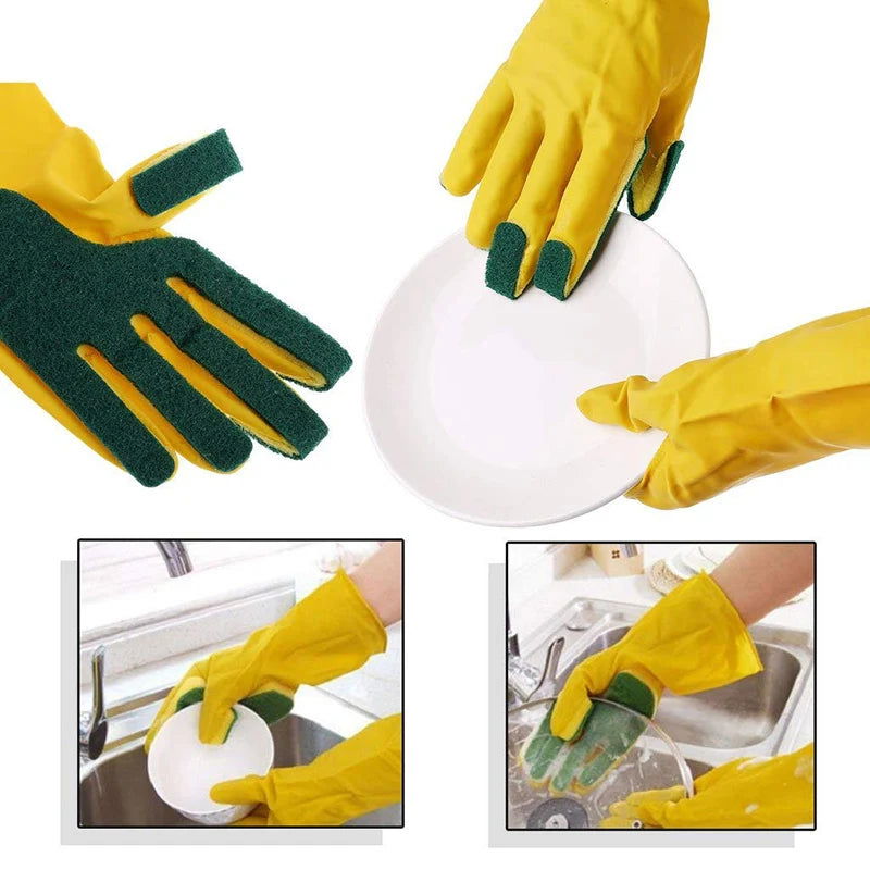 WALFOS Creative  Washing Cleaning Gloves Garden Kitchen Dish Sponge Fingers Rubber Household Cleaning Gloves for Dishwashin - Walfos® Kitchenware