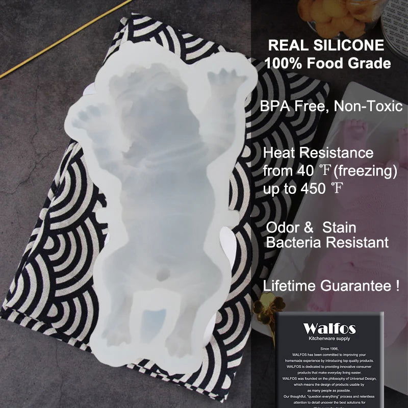 WALFOS Cute Dog Silicone Mold Mousse Cake 3D Shar Pei Mould Ice Cream Jello Pudding Blast Chilling Tool Fondant Decoration - Walfos® Kitchenware