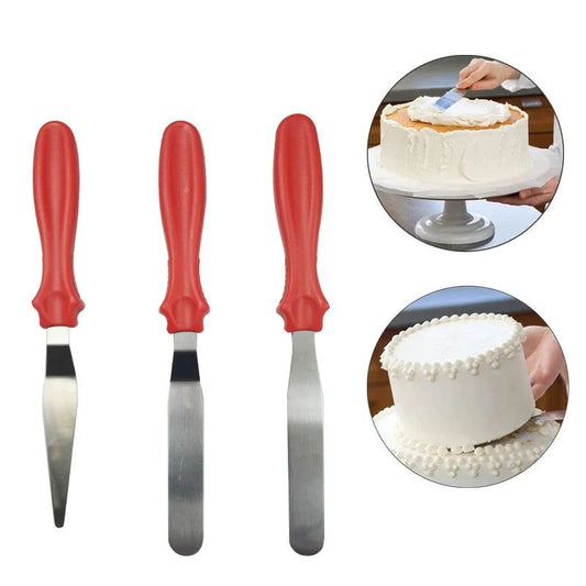 WALFOS DIY Cake Cream Spread Decorating Scraper Pastry Angled Blade Spatula Wedding Valentine Baking Cooking  3Pcs/Set - Walfos® Kitchenware