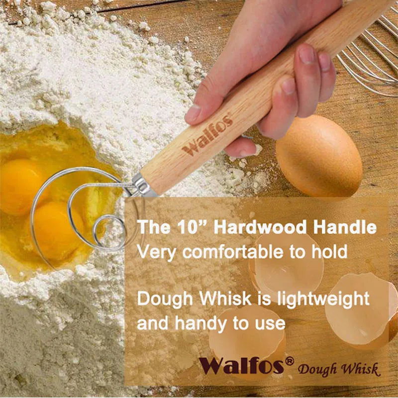 WALFOS Danish Dough Stainless Steel Danish Dough Whisk  Baking Pastry Blender Egg Beater Tools for Bread Making - Walfos® Kitchenware