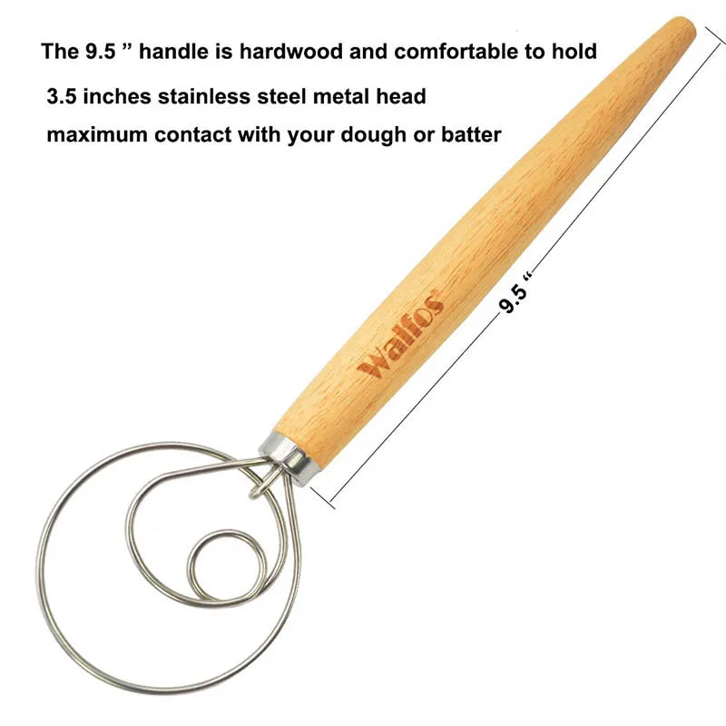 WALFOS Danish Dough Stainless Steel Danish Dough Whisk  Baking Pastry Blender Egg Beater Tools for Bread Making - Walfos® Kitchenware