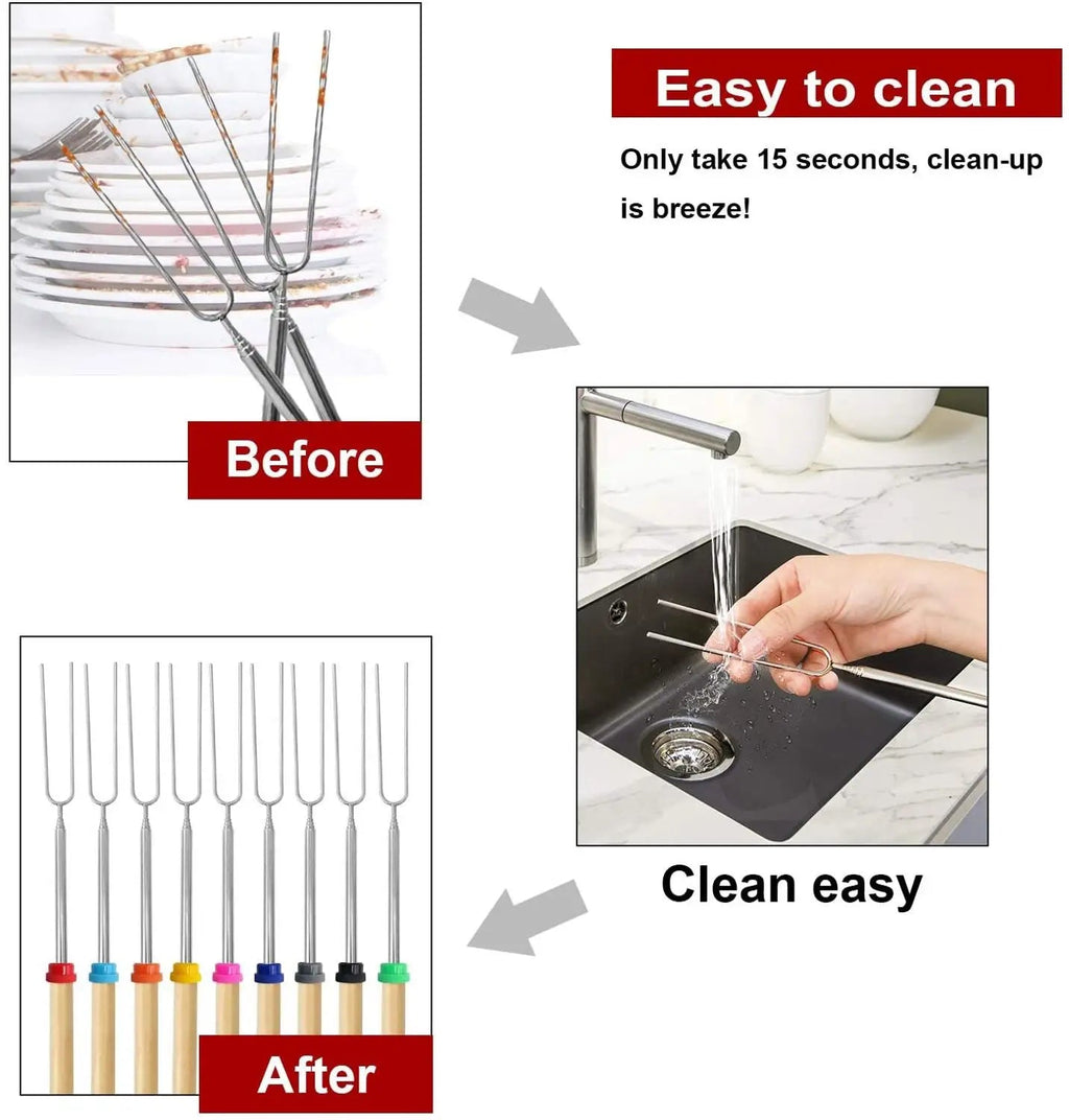 WALFOS Double Metal Skewers For Barbecue Skewers Tools Stainless Steel BBQ Grill Fork Marshmallow Sticks Kitchen Accessories - Walfos® Kitchenware