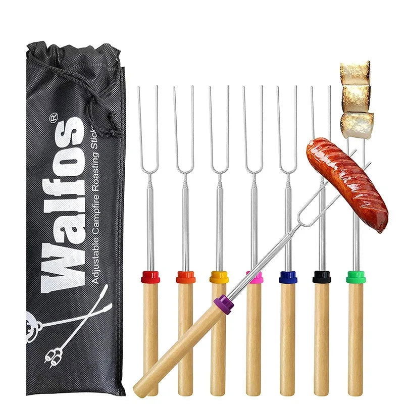 WALFOS Double Metal Skewers For Barbecue Skewers Tools Stainless Steel BBQ Grill Fork Marshmallow Sticks Kitchen Accessories - Walfos® Kitchenware