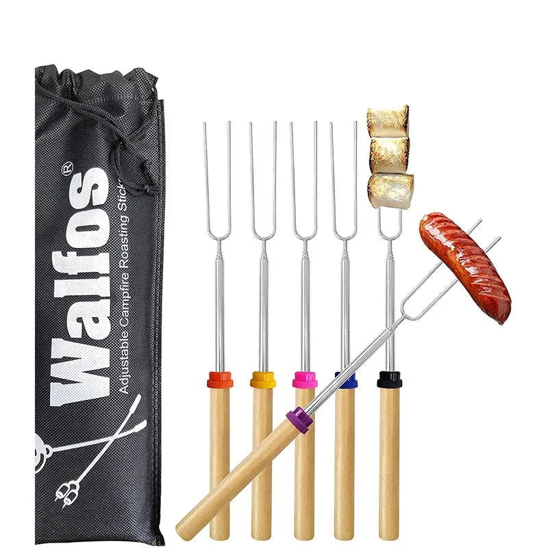 WALFOS Double Metal Skewers For Barbecue Skewers Tools Stainless Steel BBQ Grill Fork Marshmallow Sticks Kitchen Accessories - Walfos® Kitchenware