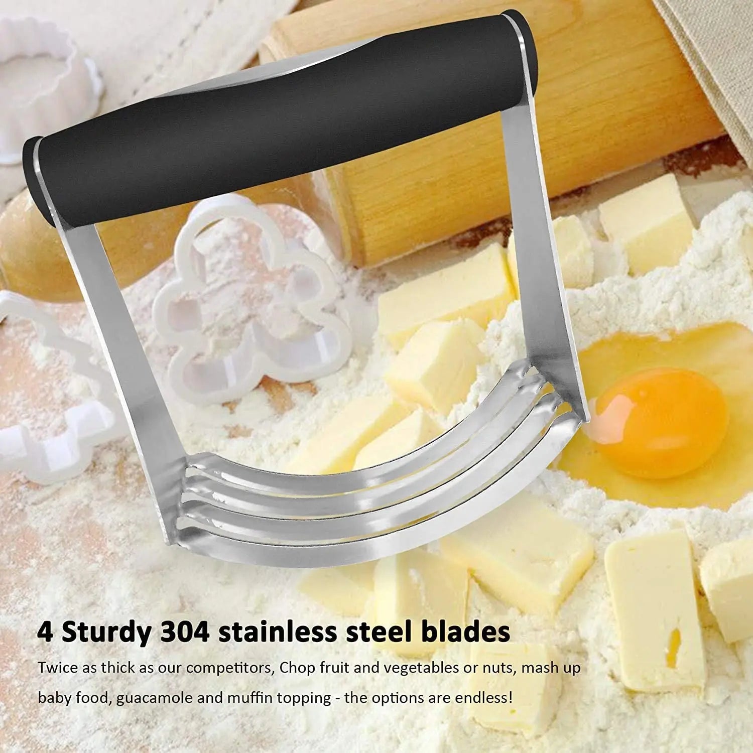 WALFOS Dough Blender Multi-Purpose Pastry Cutter Heavy Duty Stainless Steel and Non-Slip Handle Dough Cutter Perfect For Pastry - Walfos® Kitchenware