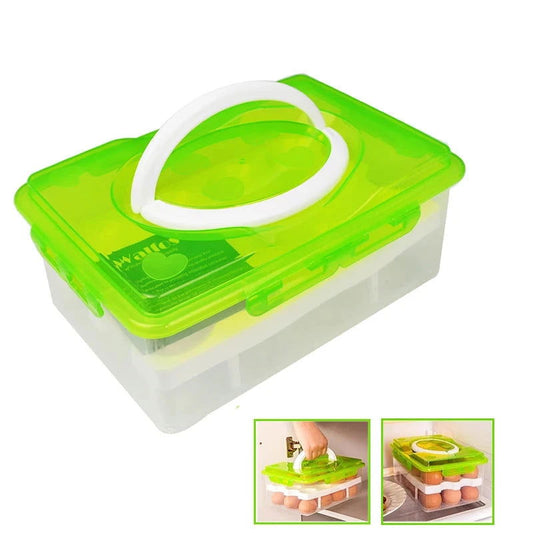 WALFOS Egg Rack Holder 24 Grid Egg Box Food Container Organizer Convenient Storage Boxes Double Layer Durable  Crisper - Walfos® Kitchenware