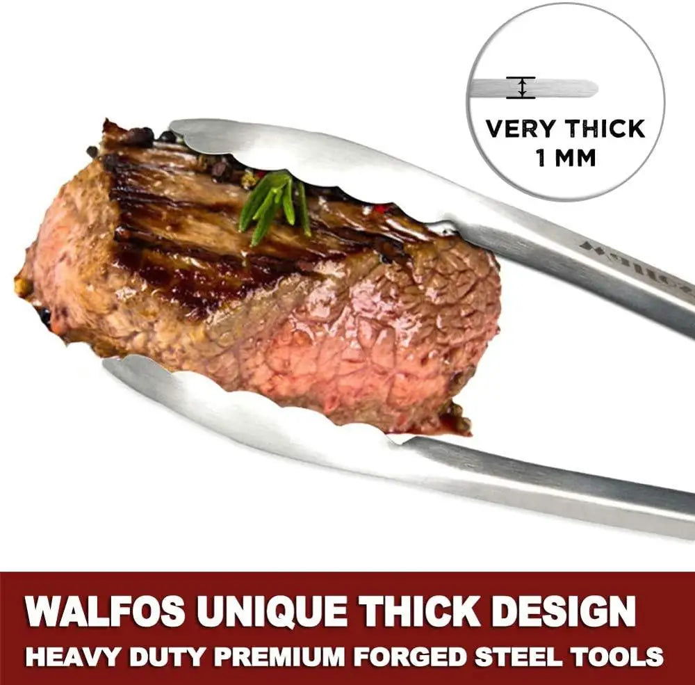 WALFOS Extra Long Stainless Steel BBQ Grilling Tong Salad Bread Serving Tong Non-Stick Kitchen Barbecue Grilling Cooking Tong - Walfos® Kitchenware