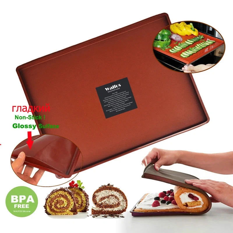 WALFOS FOOD GRADE Silicone Baking Mat DIY Multifunction Cake Pad  Non-Stick  Oven Liner Swiss Roll Pad Bakeware Baking Tools - Walfos® Kitchenware