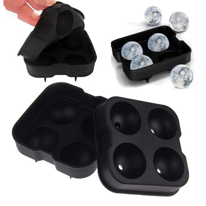 WALFOS  FOOD GRADE Silicone Ice Cube Tray Ice Ball Maker Party Bar Tool Round Silicone Ice Ball Mold for Whiskey Cocktail - Walfos® Kitchenware