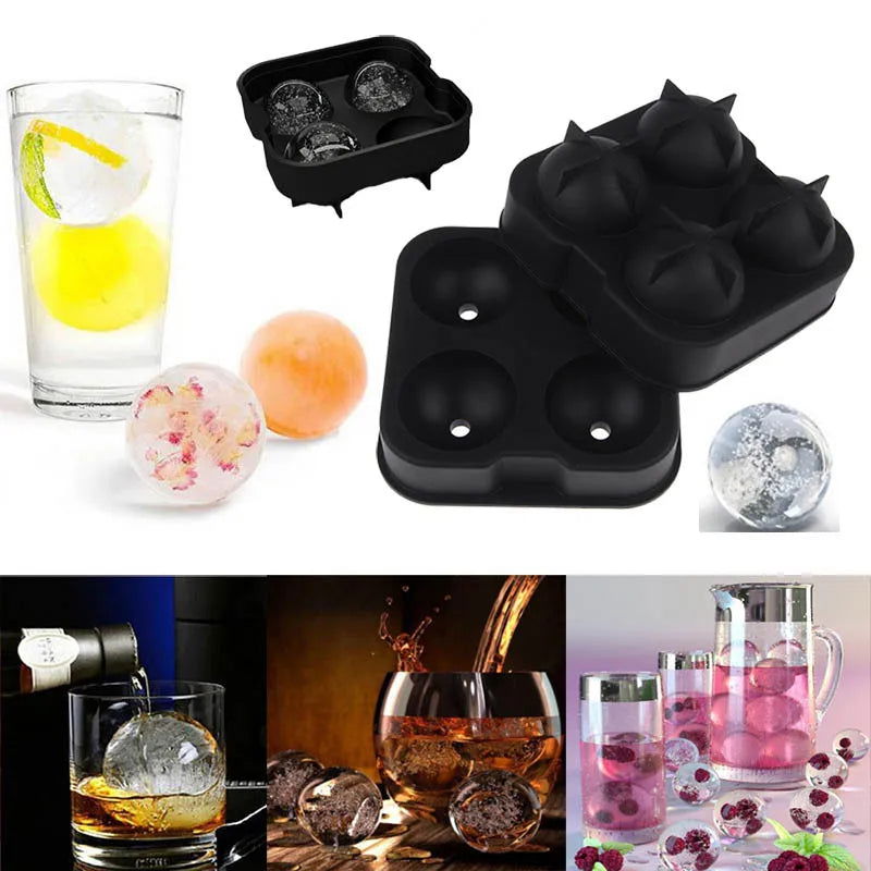 WALFOS  FOOD GRADE Silicone Ice Cube Tray Ice Ball Maker Party Bar Tool Round Silicone Ice Ball Mold for Whiskey Cocktail - Walfos® Kitchenware