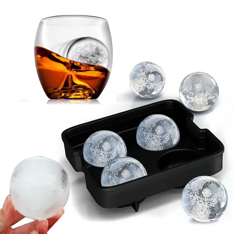 WALFOS  FOOD GRADE Silicone Ice Cube Tray Ice Ball Maker Party Bar Tool Round Silicone Ice Ball Mold for Whiskey Cocktail - Walfos® Kitchenware