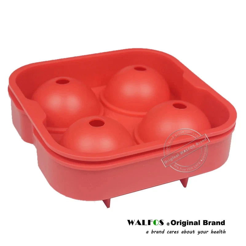 WALFOS  FOOD GRADE Silicone Ice Cube Tray Ice Ball Maker Party Bar Tool Round Silicone Ice Ball Mold for Whiskey Cocktail - Walfos® Kitchenware