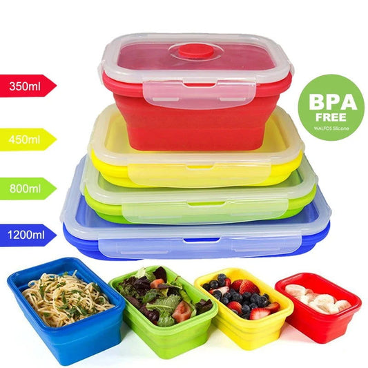 WALFOS Folding Silicone Lunch Box Food Storage Container Kitchen Microwave Tableware Portable Household Outdoor Food box - Walfos® Kitchenware