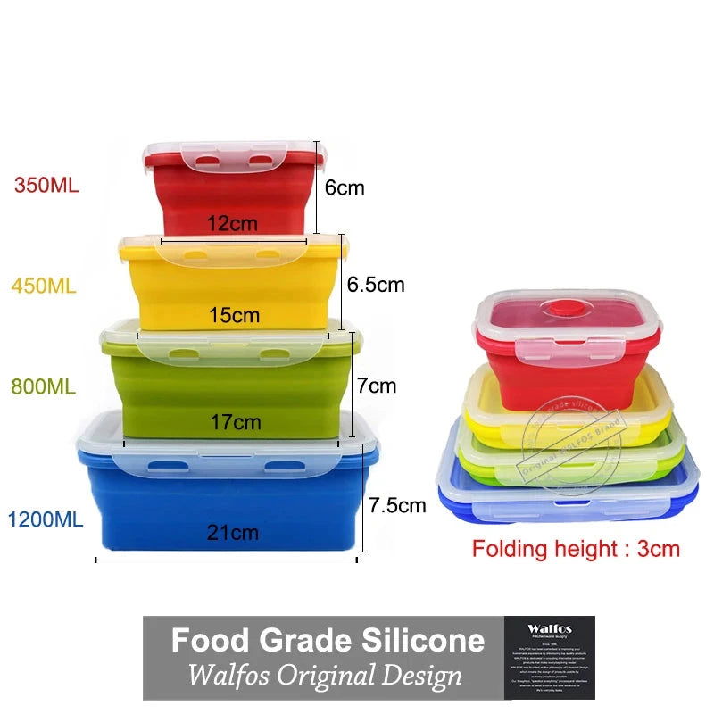 WALFOS Folding Silicone Lunch Box Food Storage Container Kitchen Microwave Tableware Portable Household Outdoor Food box - Walfos® Kitchenware