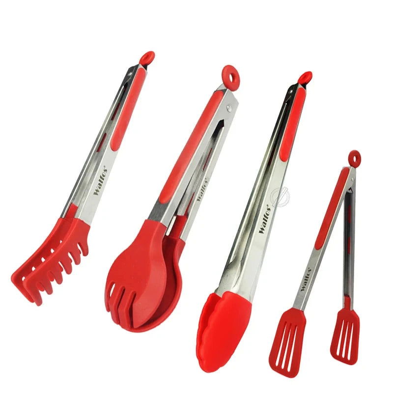 WALFOS Food Grade 100% Silicone Food Tongs Kitchen Tongs Utensil Cooking Tong Clip Clamp Accessories Salad Serving BBQ Tools - Walfos® Kitchenware