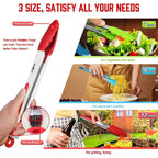 WALFOS Food Grade 100% Silicone Food Tongs Kitchen Tongs Utensil Cooking Tong Clip Clamp Accessories Salad Serving BBQ Tools - Walfos® Kitchenware