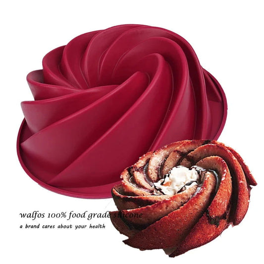 WALFOS Food Grade 25*9cm Big Swirl Shape Silicone Butter Cake Mould Baking Form Tools For Cake Mold Bakery Baking Dish Bakeware - Walfos® Kitchenware